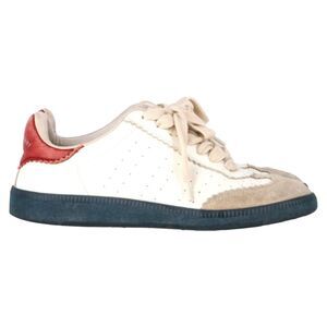 Isabel Marant  Bryce Lace-Up Sneakers in White Leather and Suede